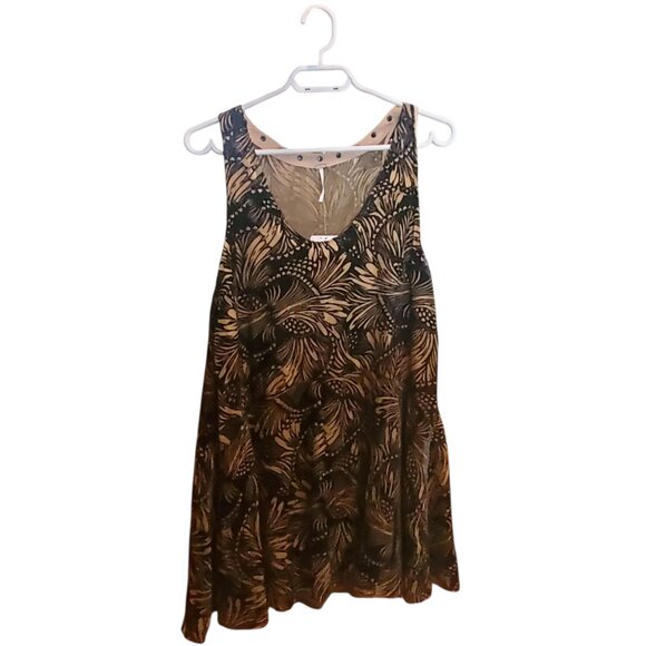 Free People Black/Nude Ellie Burnout Stud U-Neck Velvet Mini Dress - Picture 5 of 7